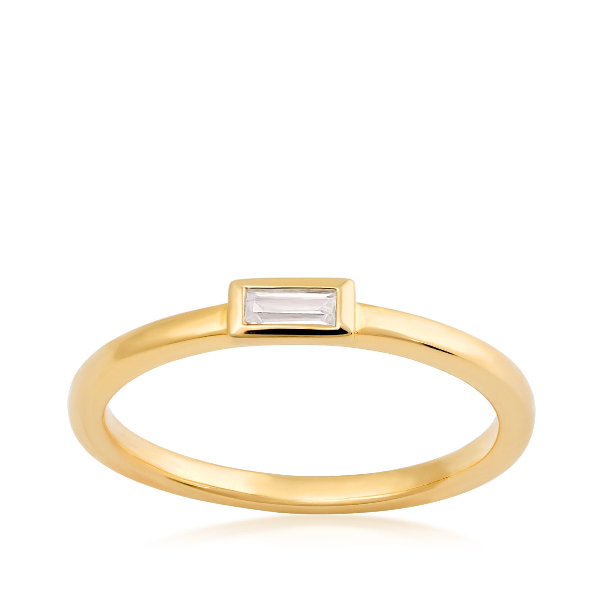Demi Fine 1/10 ct. tw. Baguette Diamond Bezel Set Stackable Ring in 14K Yellow Gold