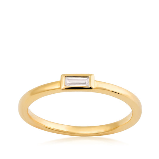 Demi Fine 1/10 ct. tw. Baguette Diamond Bezel Set Stackable Ring in 14K Yellow Gold