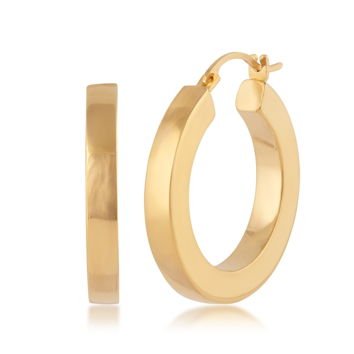 Evergold 20mm Resin Core Square Tube Hoop Earrings in 14K Yellow Gold