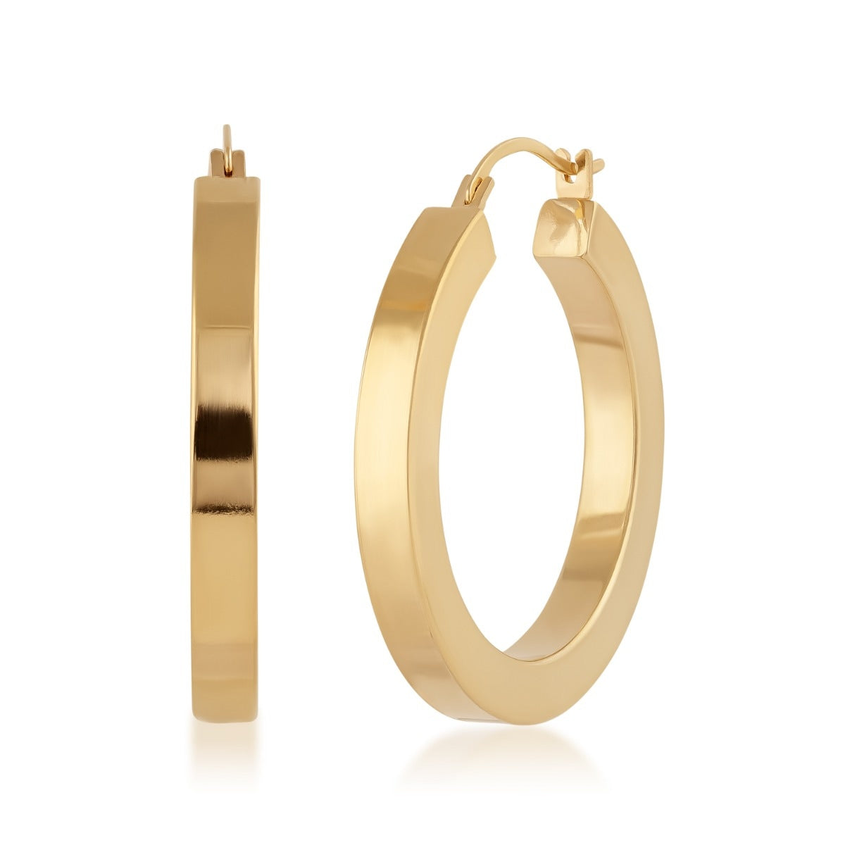 Evergold 25mm Resin Core Square Tube Hoop Earrings in 14K Yellow Gold