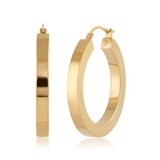 Evergold 25mm Resin Core Square Tube Hoop Earrings in 14K Yellow Gold