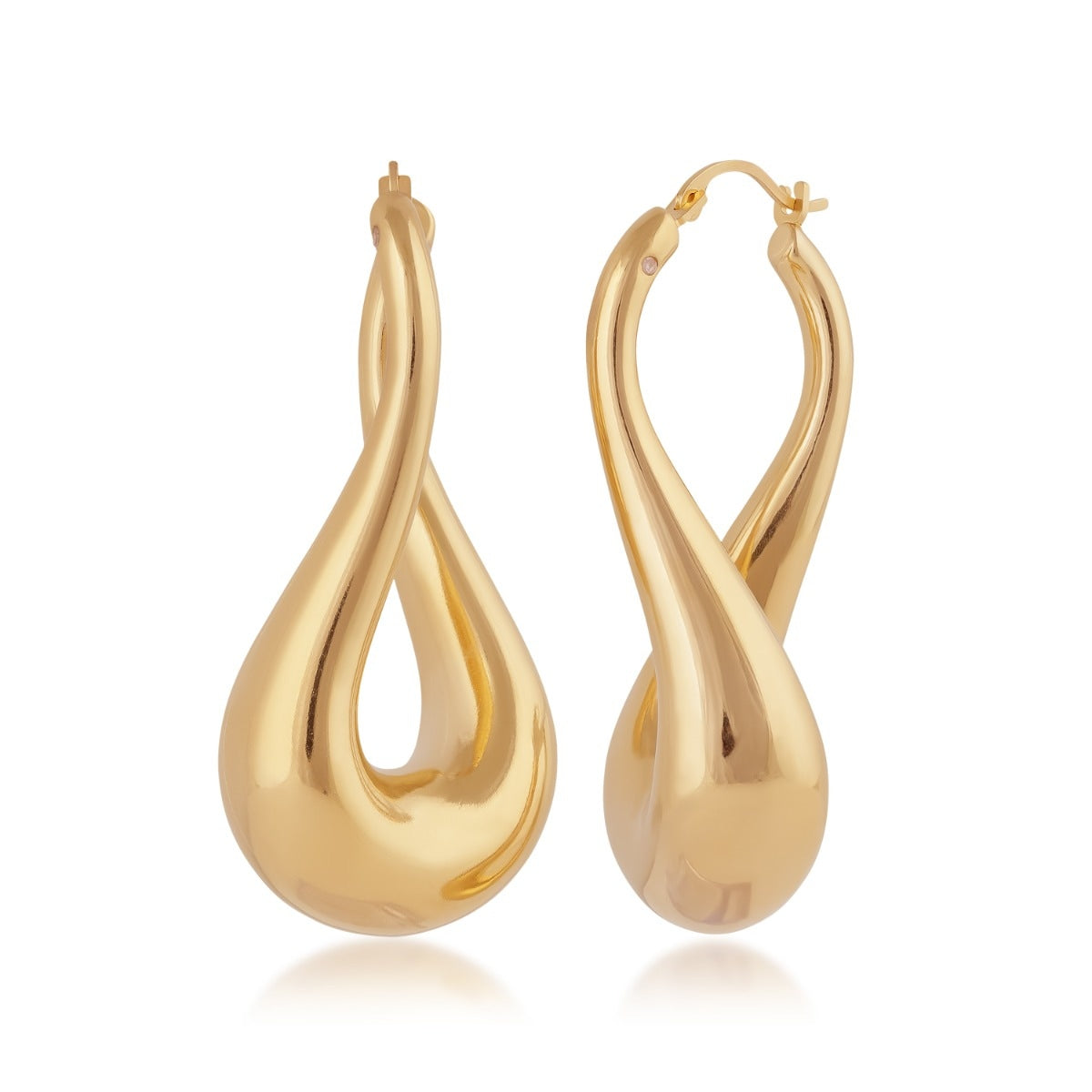 Evergold 40mm Resin Core Freeform Hoop Earrings in 14K Yellow Gold