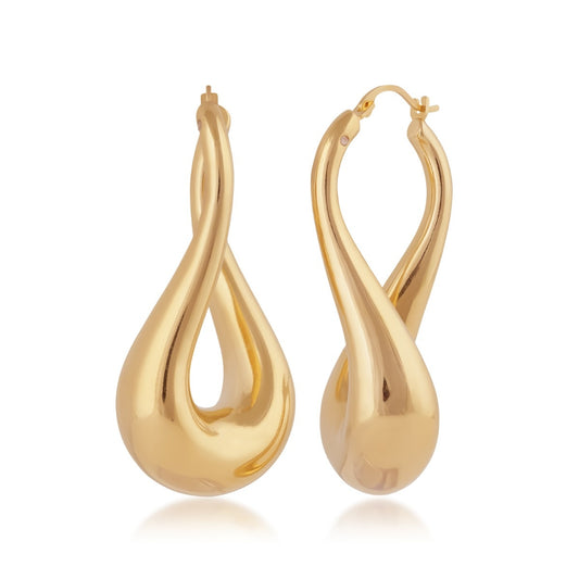Evergold 40mm Resin Core Freeform Hoop Earrings in 14K Yellow Gold