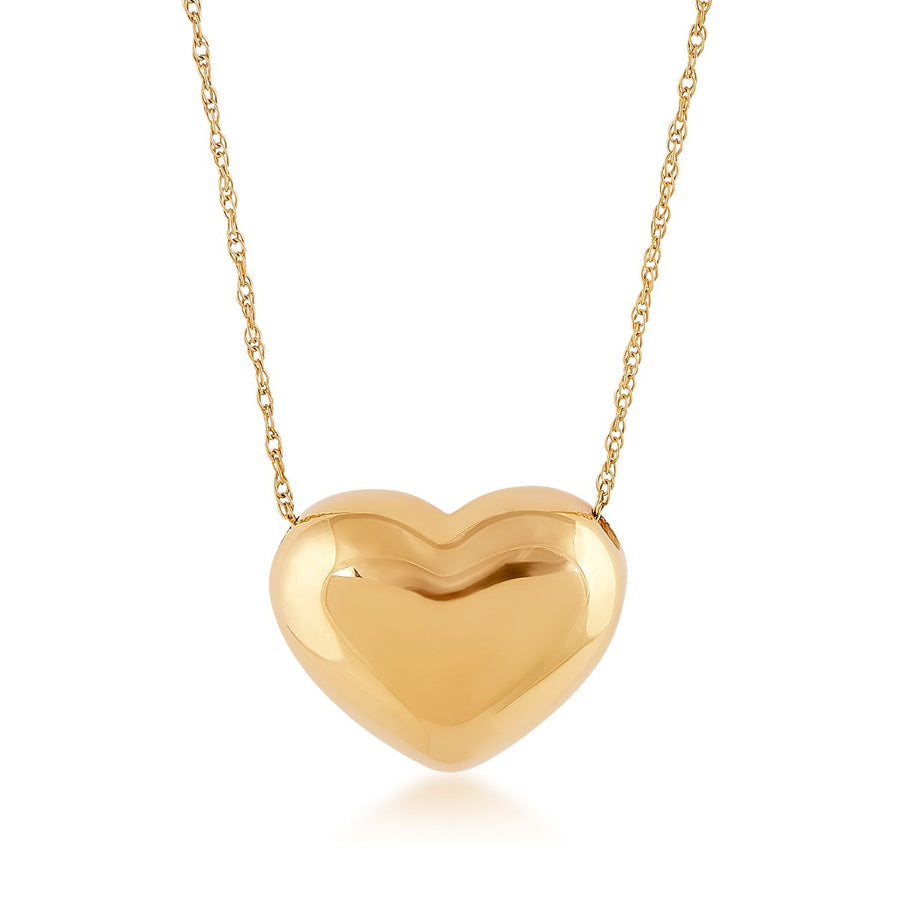 Evergold Resin Core Puffy Heart Pendant in 14K Yellow Gold