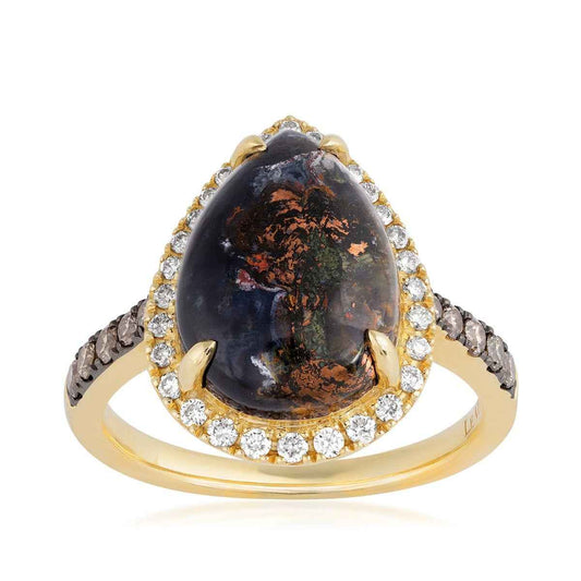 Le Vian Pear Aquadite & 3/8 ct. tw. Nude & Chocolate Diamond Halo Ring in 14K Honey Gold