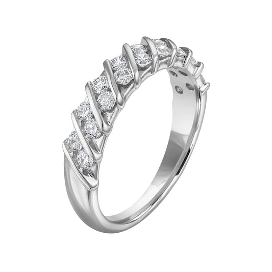 5/8 ct. tw. Diamond Multi-Row Anniversary Ring in 14K White Gold front view