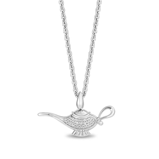 Enchanted Disney Aladdin Diamond Accent Genie Lamp Pendant in Sterling Silver