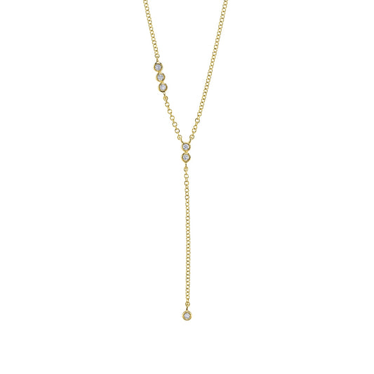Shy Creation Diamond Accent Y Necklace in 14K Yellow Gold