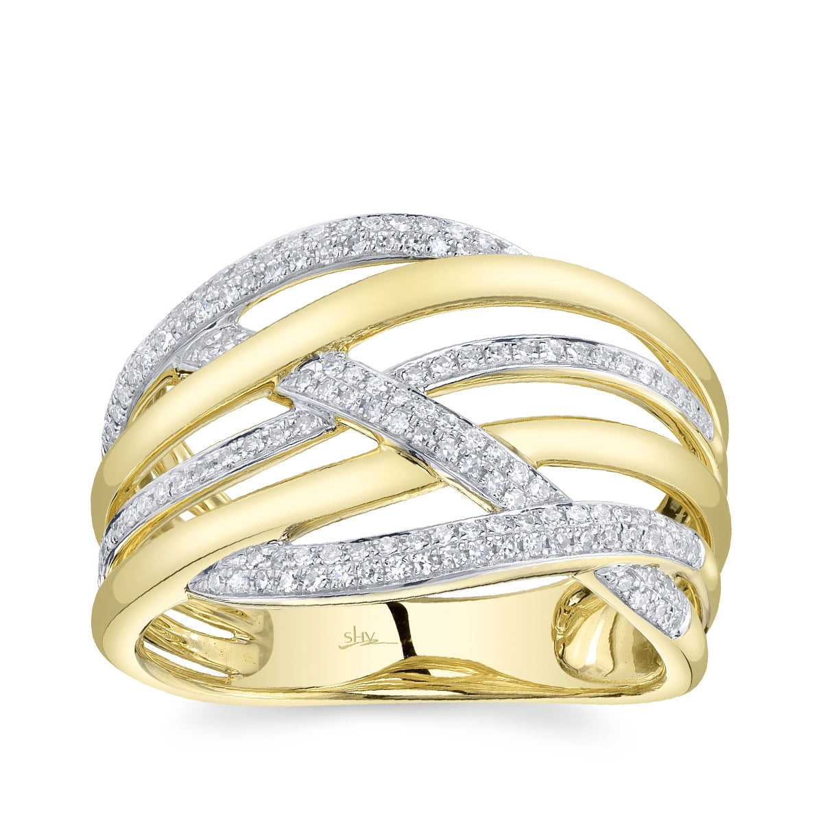 Shy Creation 1/3 ct. tw. Diamond Crossover Ring in 14K Yellow Gold
