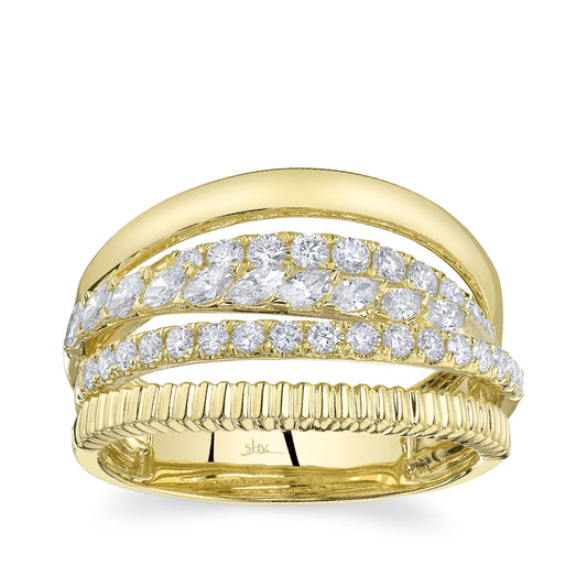 Shy Creation 3/4 ct. tw. Diamond Multi-Row Ring in 14K Yellow Gold
