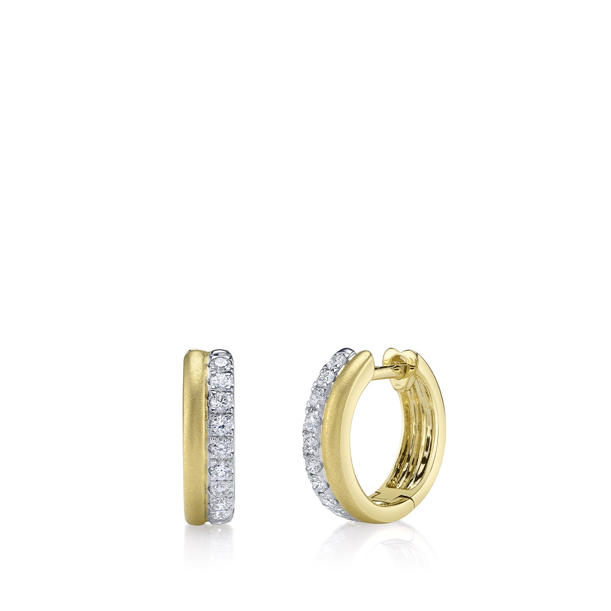 Shy Creation 1/3 ct. tw. Diamond Huggie Hoop Earrings in 14K Yellow Gold