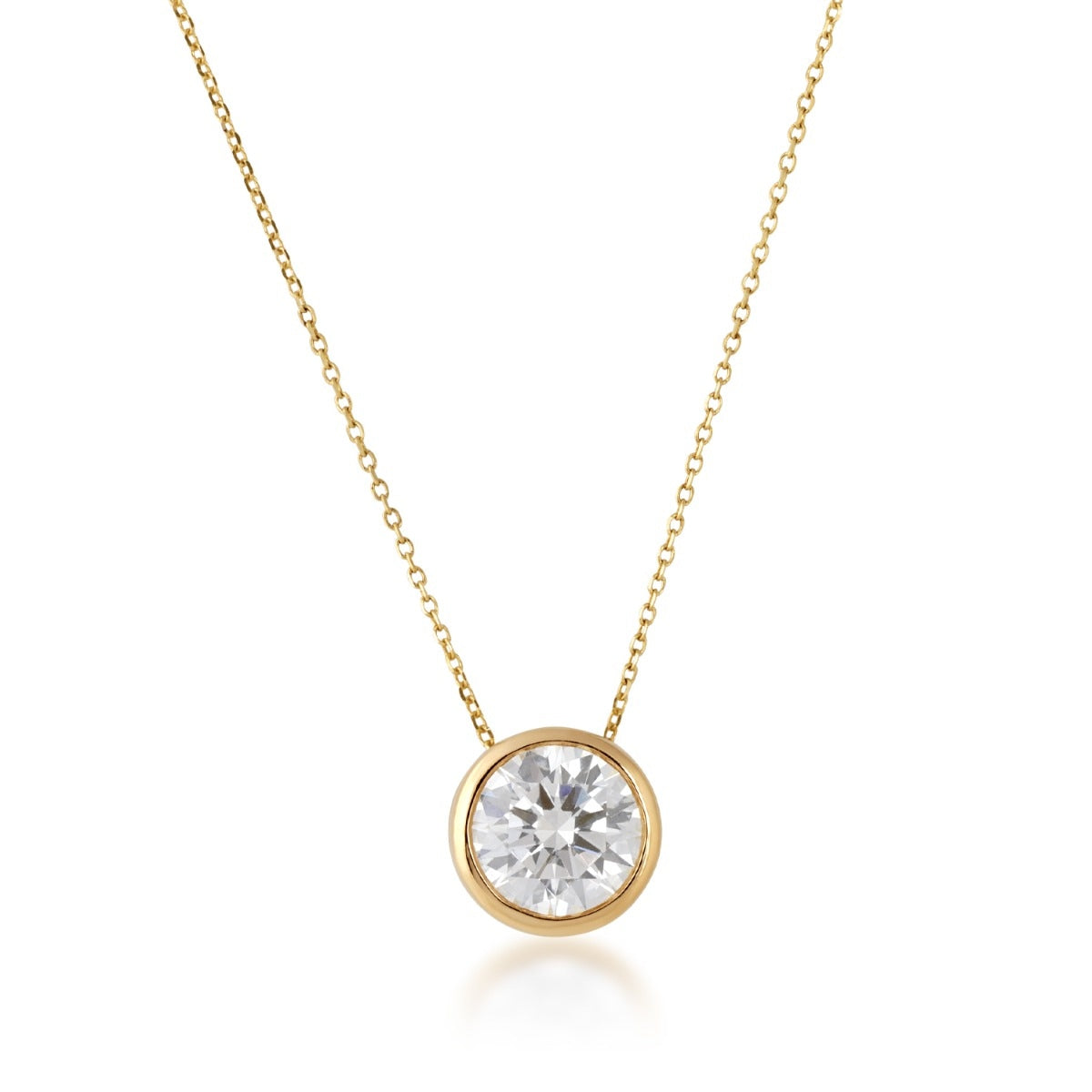 Adamante 1 ct. tw. Lab-Grown Round Brilliant Diamond Bezel Set Solitaire Pendant in 14K Yellow Gold