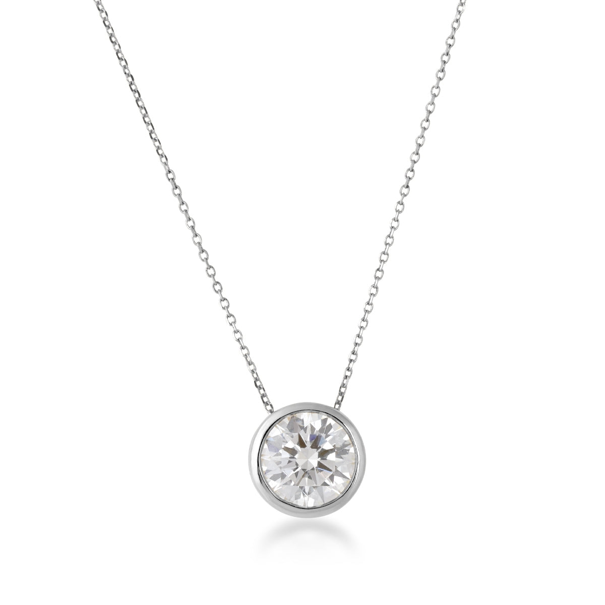 Adamante 1 ct. tw. Lab-Grown Round Brilliant Diamond Bezel Solitaire Pendant in 14K White Gold