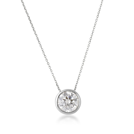 Adamante 1 ct. tw. Lab-Grown Round Brilliant Diamond Bezel Solitaire Pendant in 14K White Gold