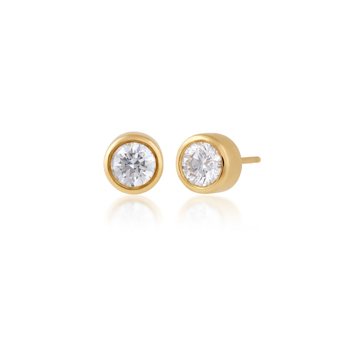 Adamante 1 ct. tw. Lab-Grown Round Brilliant Diamond Bezel Set Solitaire Earrings in 14K Yellow Gold