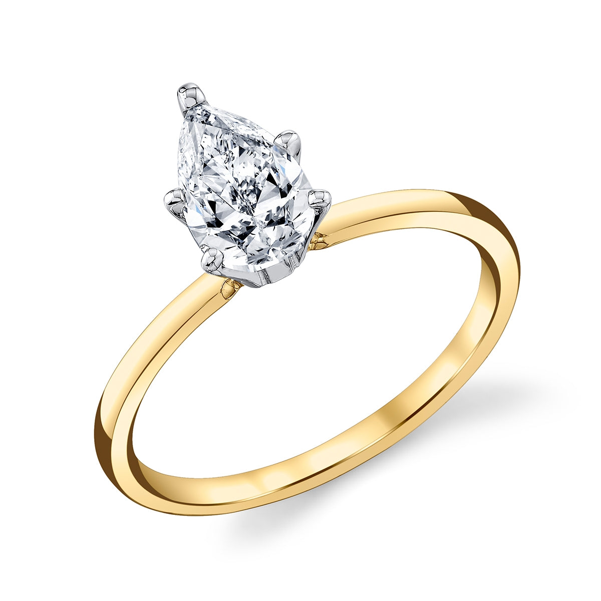 Premier Natural 1 ct. tw. Pear Diamond Solitaire Engagement Ring in 14K Yellow Gold front view