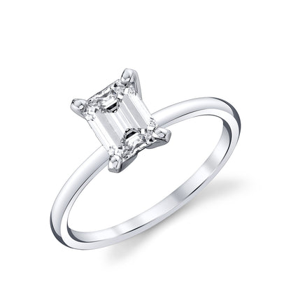 Premier Natural 1 ct. tw. Emerald Cut Diamond Solitaire Engagement Ring in 14K White Gold front view