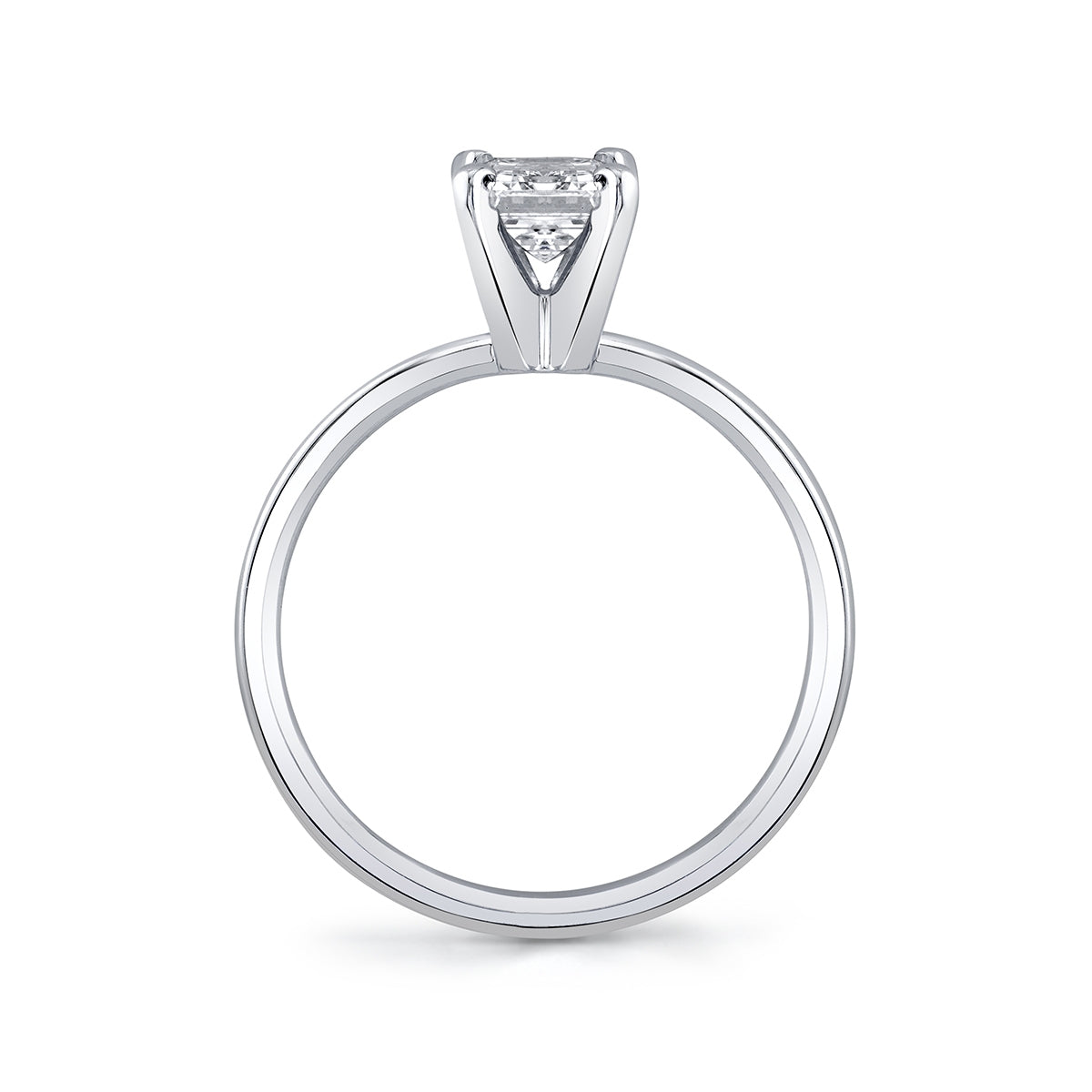 Premier Natural 1 ct. tw. Emerald Cut Diamond Solitaire Engagement Ring in 14K White Gold close-up detail