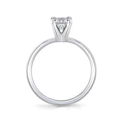 Premier Natural 1 ct. tw. Emerald Cut Diamond Solitaire Engagement Ring in 14K White Gold close-up detail