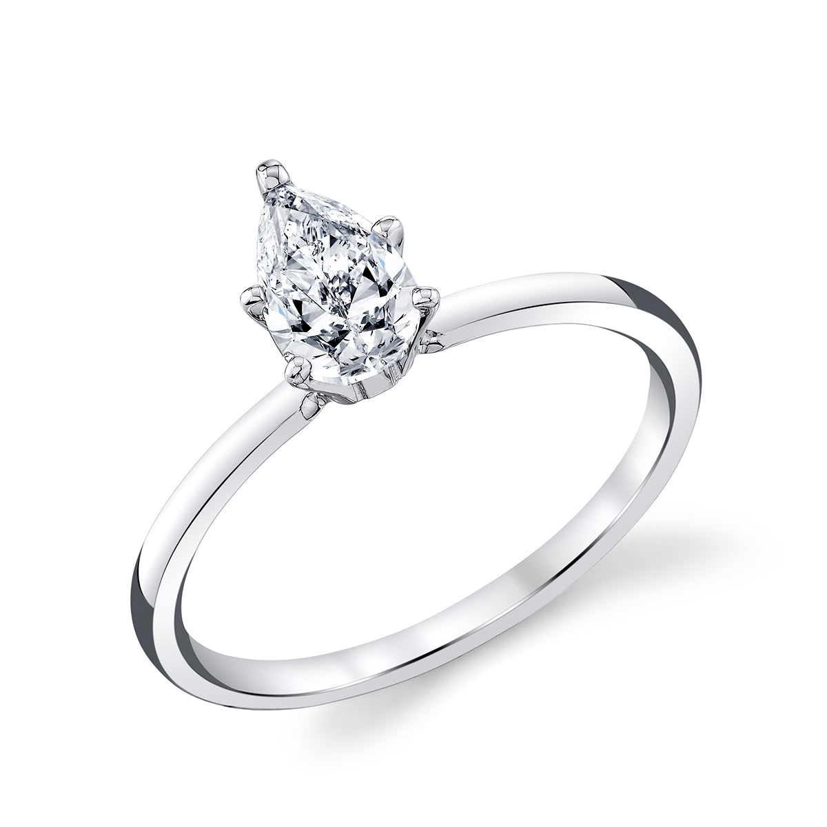 Premier Natural 3/4 ct. tw. Pear Diamond Solitaire Engagement Ring in 14K White Gold front view