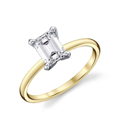 Premier Natural 1 ct. tw. Emerald Cut Diamond Solitaire Engagement ring in 14K Yellow Gold front view