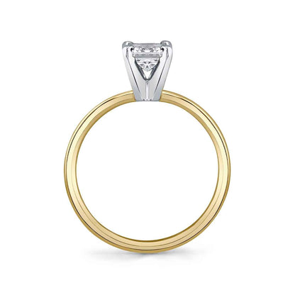 Premier Natural 1 ct. tw. Emerald Cut Diamond Solitaire Engagement ring in 14K Yellow Gold close-up detail