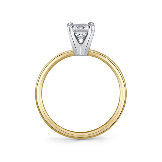 Premier Natural 1 ct. tw. Emerald Cut Diamond Solitaire Engagement ring in 14K Yellow Gold close-up detail