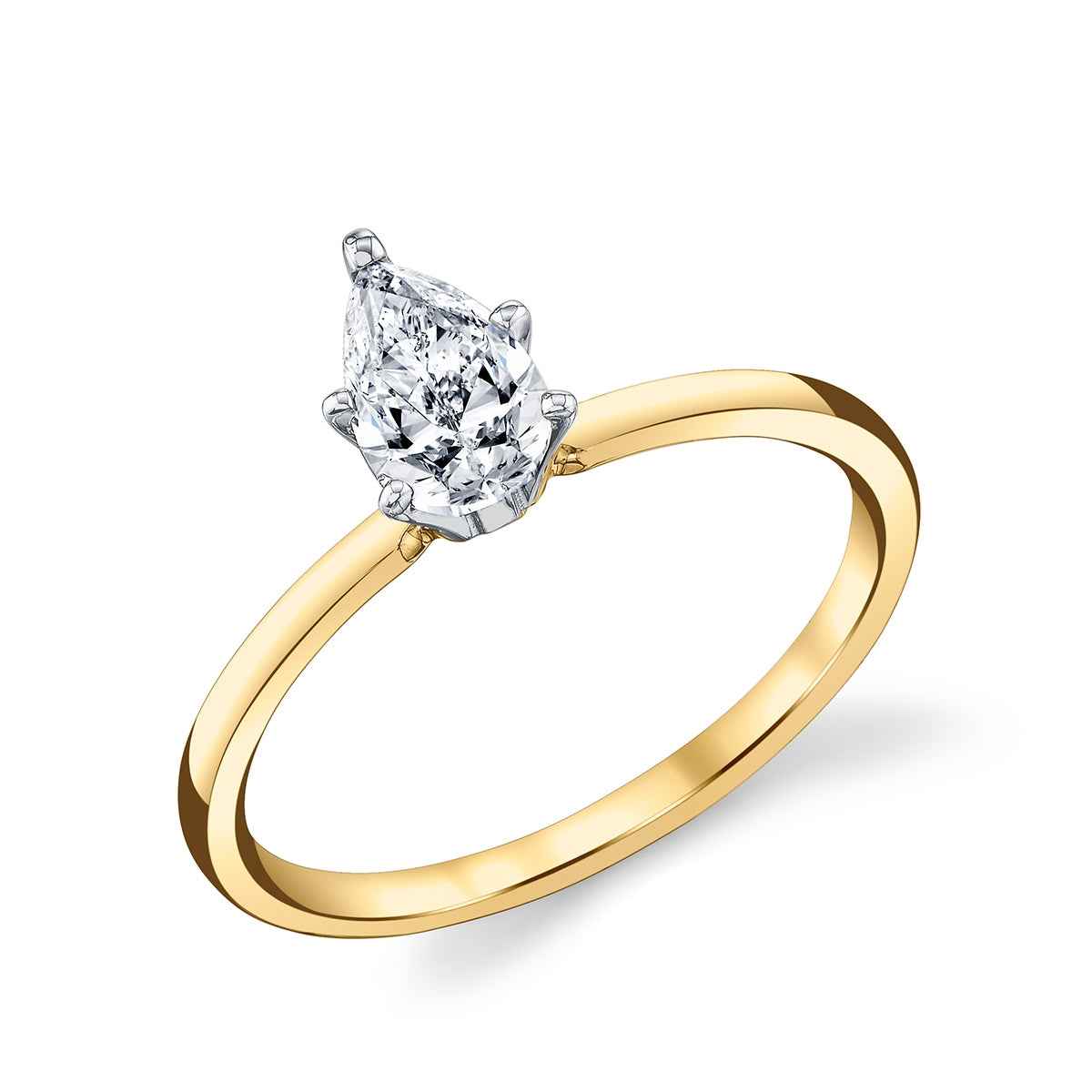 Premier Natural 3/4 ct. tw. Pear Diamond Solitaire Engagement Ring in 14K Yellow Gold front view