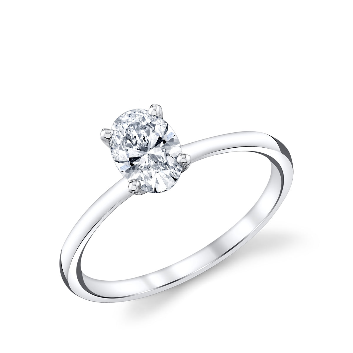 Premier Natural 3/4 ct. tw. Oval Diamond Solitaire Engagement Ring in 14K White Gold front view