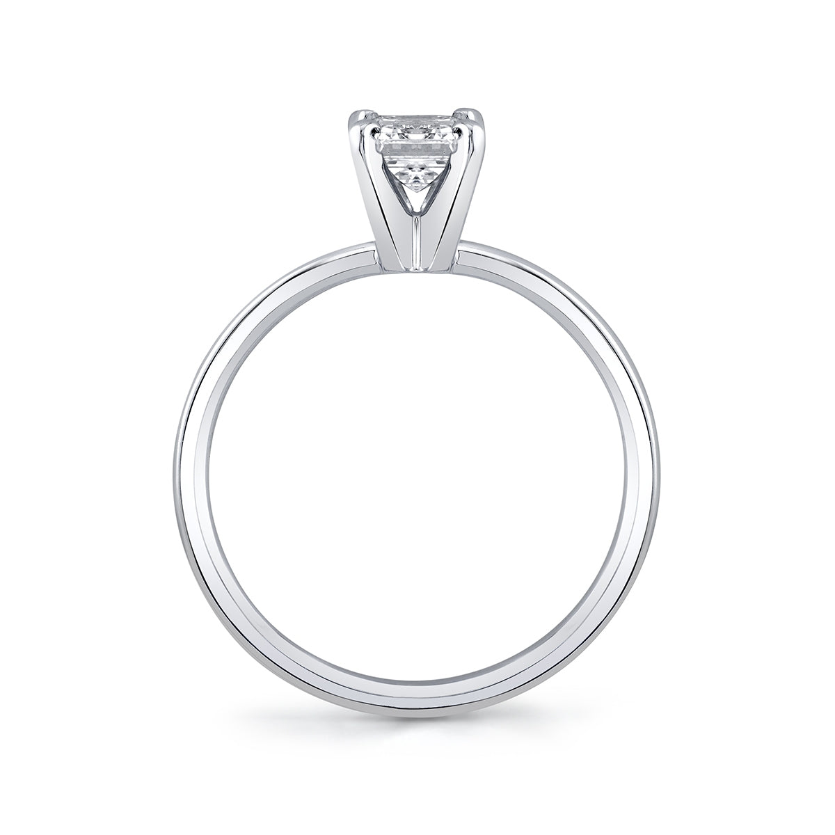 Premier Natural 3/4 ct. tw. Emerald Cut Diamond Solitaire Engagement Ring in 14K White Gold front view
