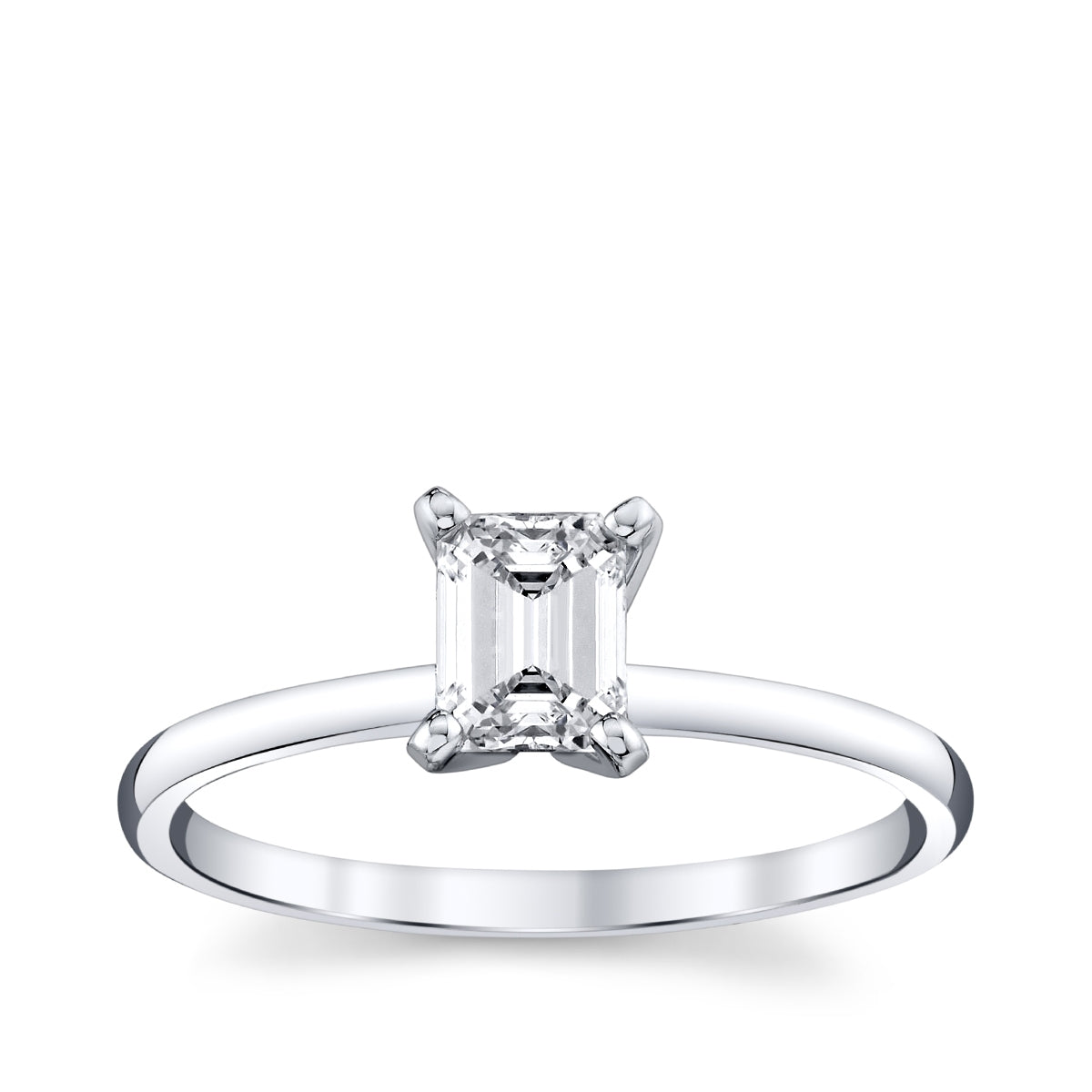 Premier Natural 3/4 ct. tw. Emerald Cut Diamond Solitaire Engagement Ring in 14K White Gold
