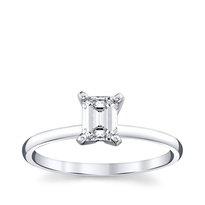 Premier Natural 3/4 ct. tw. Emerald Cut Diamond Solitaire Engagement Ring in 14K White Gold