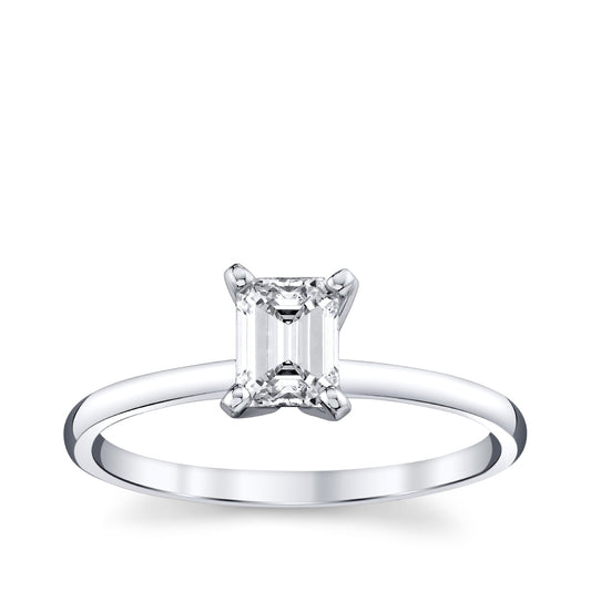 Premier Natural 3/4 ct. tw. Emerald Cut Diamond Solitaire Engagement Ring in 14K White Gold
