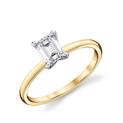 Premier Natural 3/4 ct. tw. Emerald Cut Diamond Solitaire Engagement Ring in 14K Yellow Gold front view