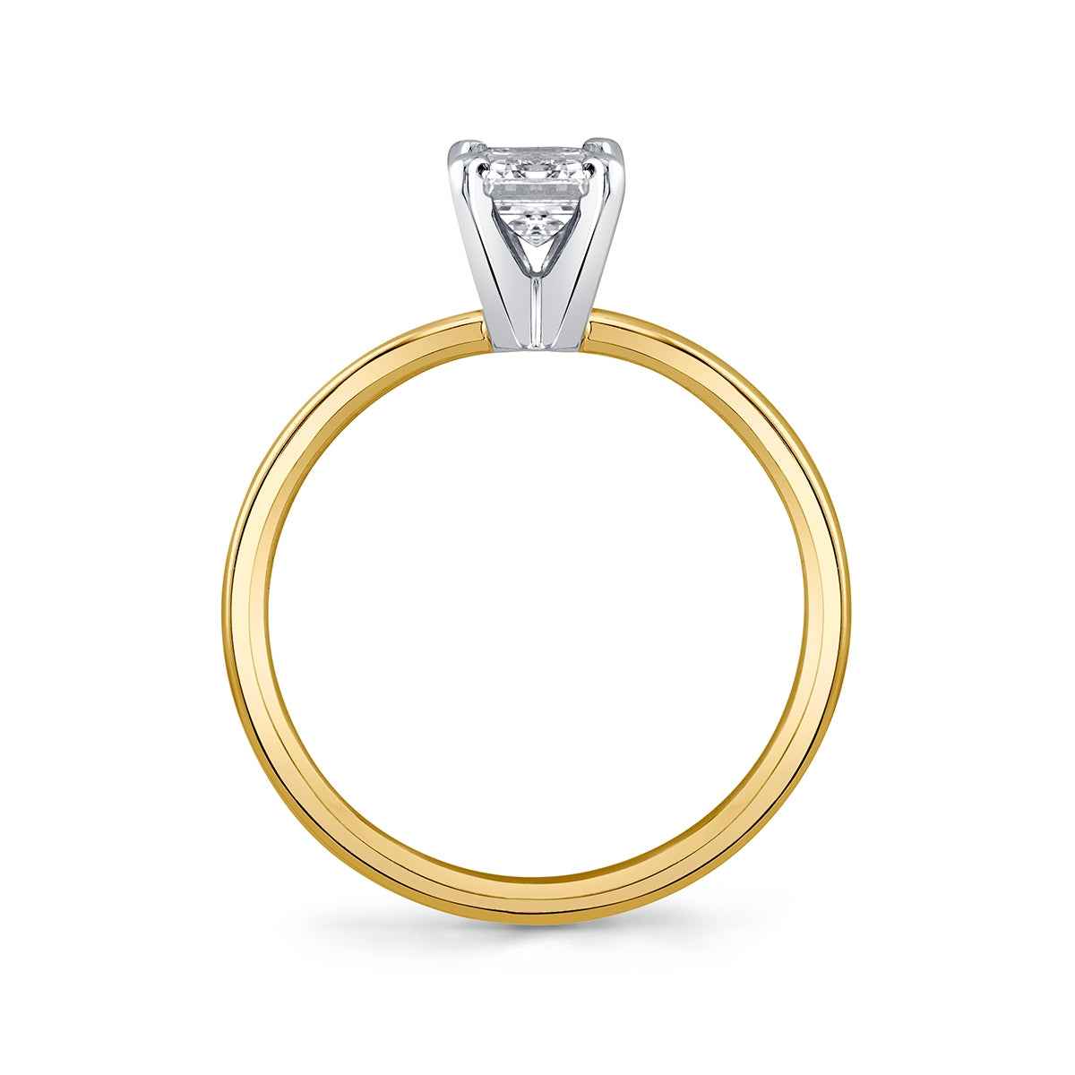 Premier Natural 3/4 ct. tw. Emerald Cut Diamond Solitaire Engagement Ring in 14K Yellow Gold close-up detail