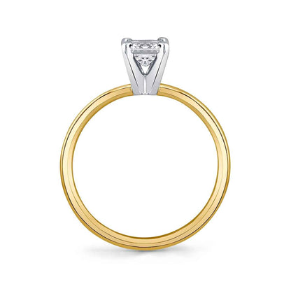 Premier Natural 3/4 ct. tw. Emerald Cut Diamond Solitaire Engagement Ring in 14K Yellow Gold close-up detail