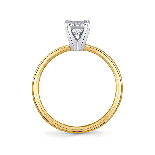 Premier Natural 3/4 ct. tw. Emerald Cut Diamond Solitaire Engagement Ring in 14K Yellow Gold close-up detail