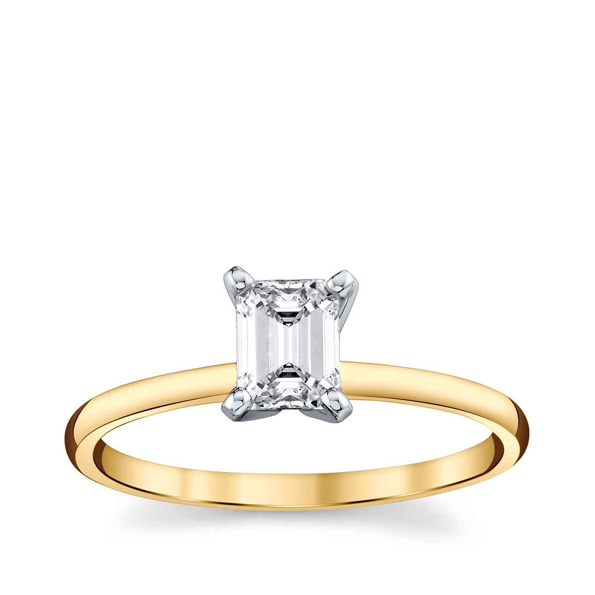 Premier Natural 3/4 ct. tw. Emerald Cut Diamond Solitaire Engagement Ring in 14K Yellow Gold