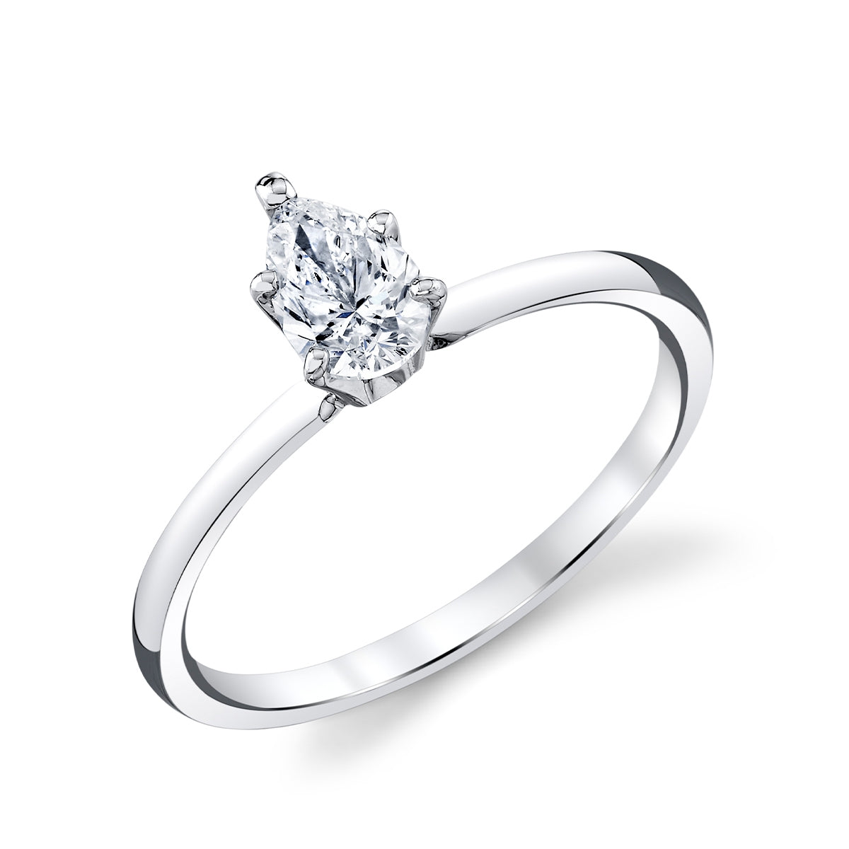Premier Natural 1/2 ct. tw. Pear Diamond Solitaire Engagement Ring in 14K White Gold front view