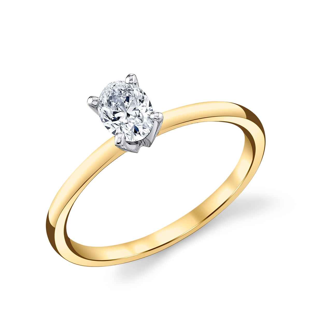 Premier Natural 1/2 ct. tw. Oval Diamond Solitaire Engagement Ring in 14K Yellow Gold front view