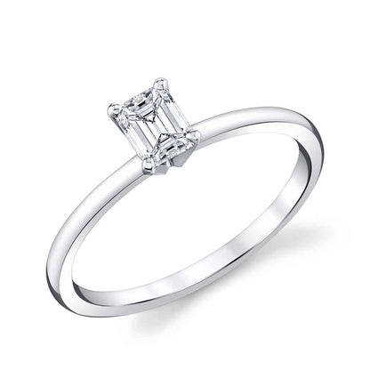Premier Natural 1/2 ct. tw. Emerald Cut Diamond Solitaire Engagement Ring in 14K White Gold front view