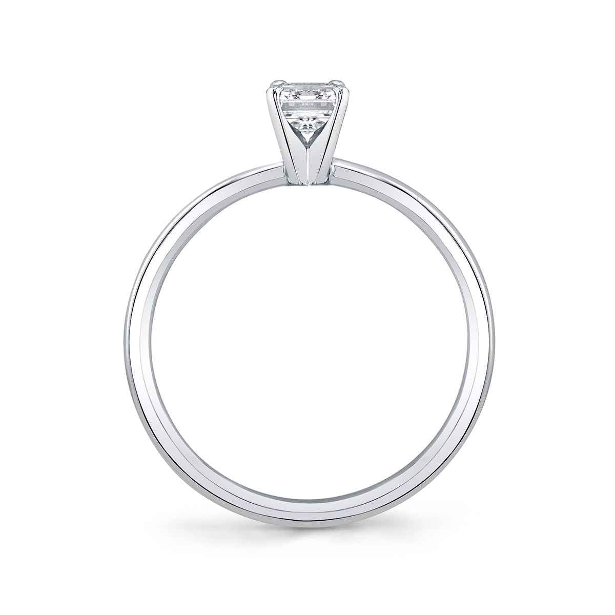 Premier Natural 1/2 ct. tw. Emerald Cut Diamond Solitaire Engagement Ring in 14K White Gold close-up detail
