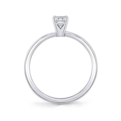 Premier Natural 1/2 ct. tw. Emerald Cut Diamond Solitaire Engagement Ring in 14K White Gold close-up detail