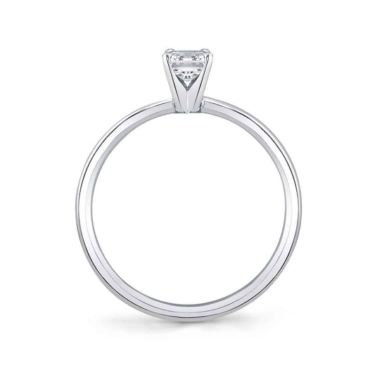 Premier Natural 1/2 ct. tw. Emerald Cut Diamond Solitaire Engagement Ring in 14K White Gold close-up detail