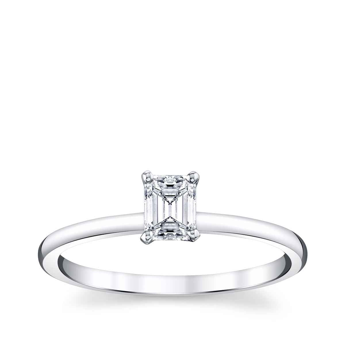 Premier Natural 1/2 ct. tw. Emerald Cut Diamond Solitaire Engagement Ring in 14K White Gold