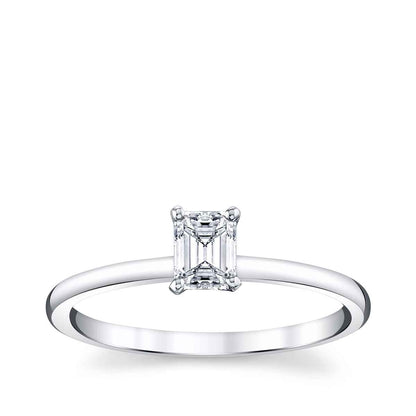 Premier Natural 1/2 ct. tw. Emerald Cut Diamond Solitaire Engagement Ring in 14K White Gold