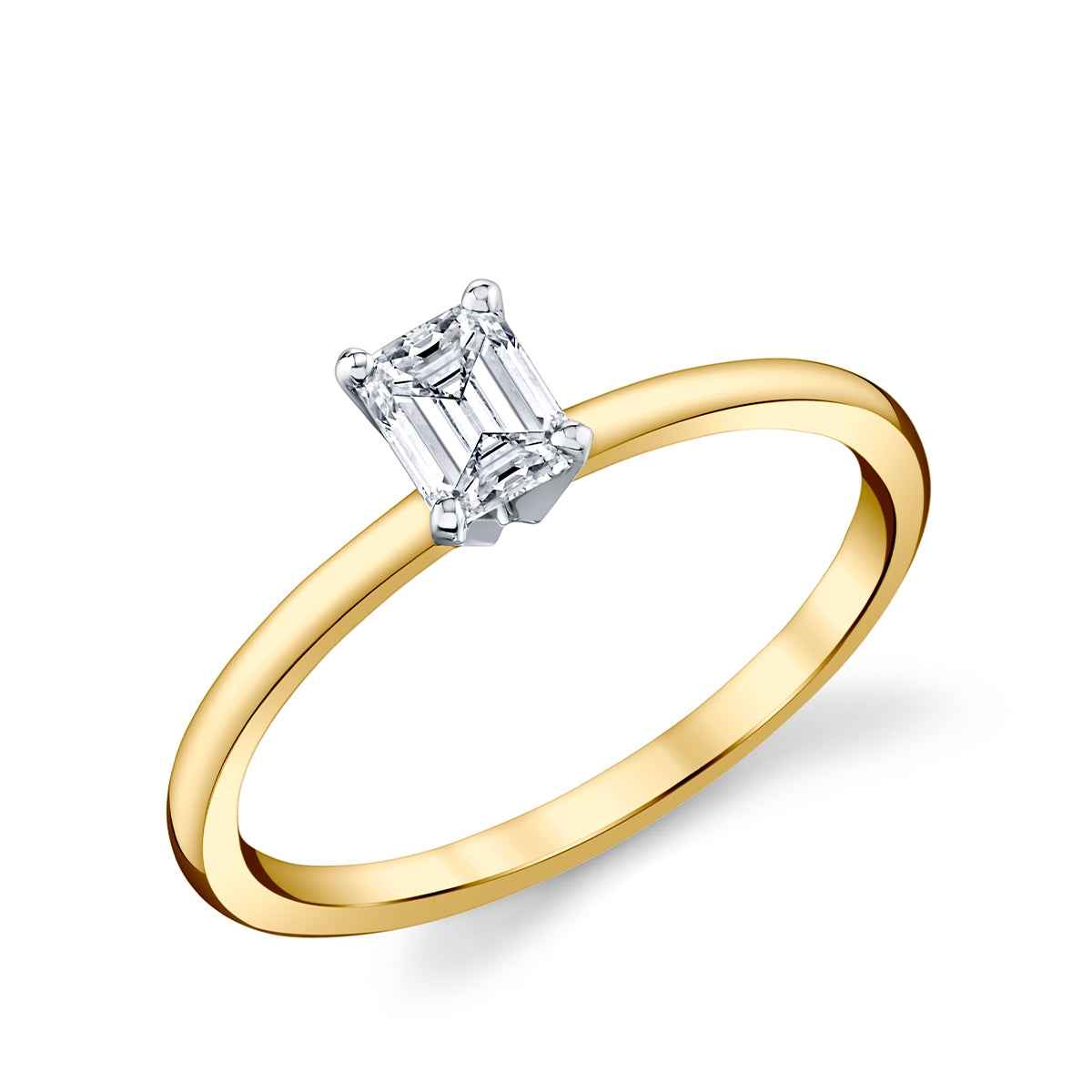 Premier Natural 1/2 ct. tw. Emerald Cut Diamond Solitaire Engagement Ring in 14K Yellow Gold front view