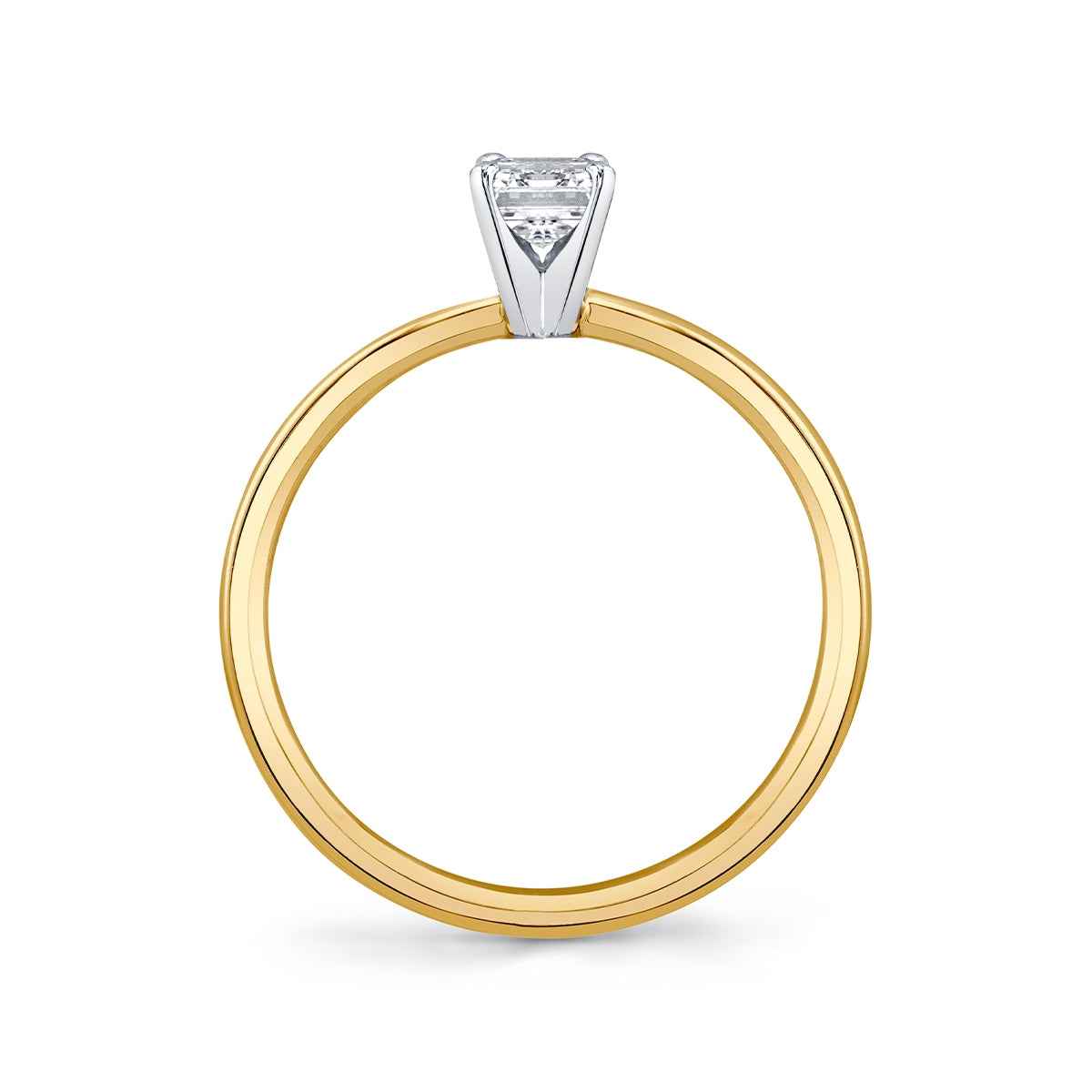 Premier Natural 1/2 ct. tw. Emerald Cut Diamond Solitaire Engagement Ring in 14K Yellow Gold close-up detail