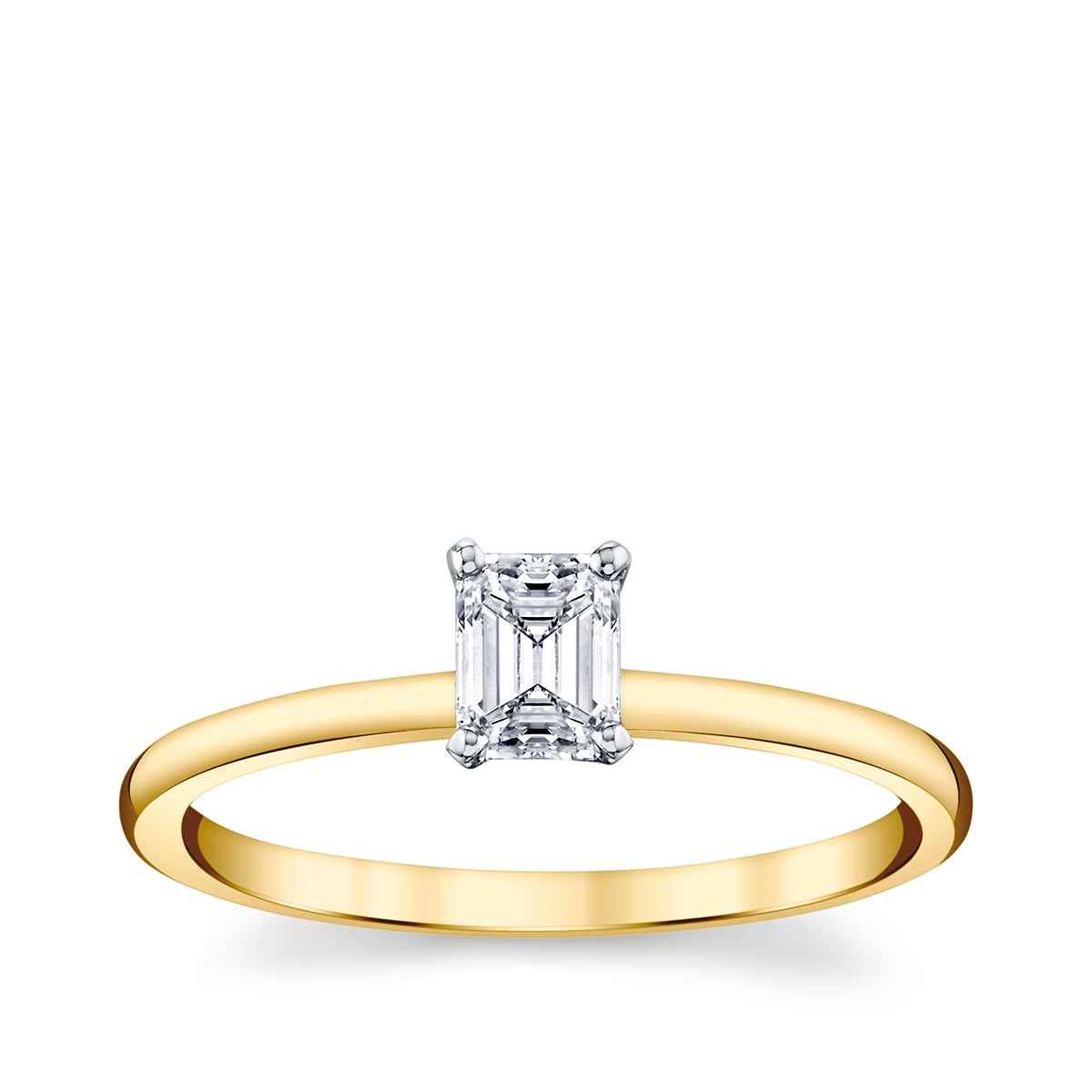 Premier Natural 1/2 ct. tw. Emerald Cut Diamond Solitaire Engagement Ring in 14K Yellow Gold