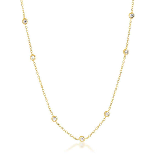 Demi Fine 1/5 ct. tw. Diamond Bezel Station Necklace in 10K Yellow Gold
